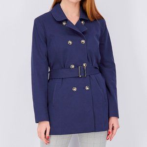 Stitch Fix 41 Hawthorn Crue Belted Trench Coat Navy Blue Women's Size XXL